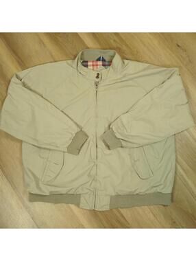 Vintage Par Four Golf Jacket Beige Lightweight Casual Bomber - Plaid Lining 3XLT